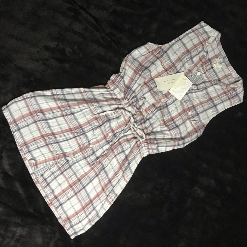 Soft Joie crepey soft plaid cotton dress lined